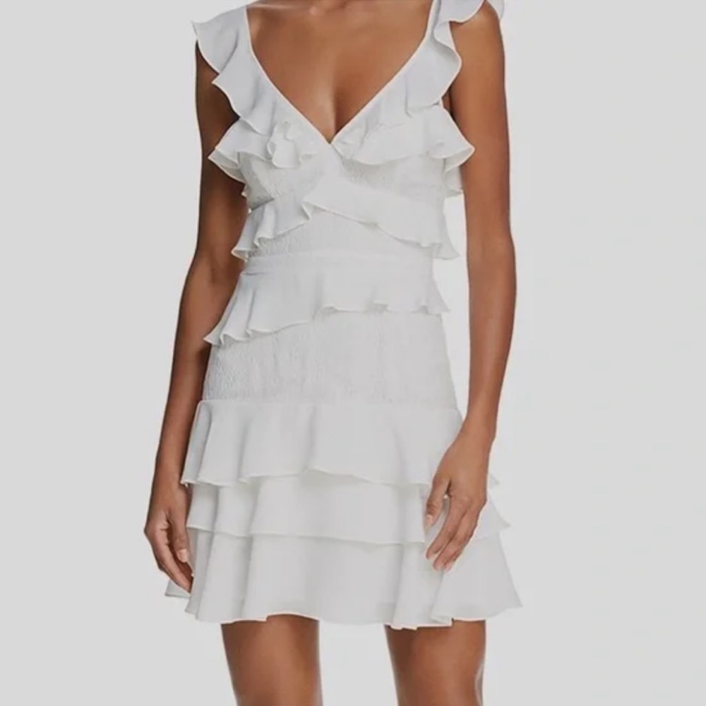Bardot White Ruffle Dress Size Medium